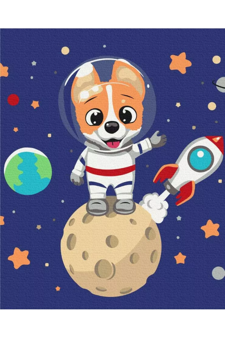 Malowanie po numerach - Pies astronauta