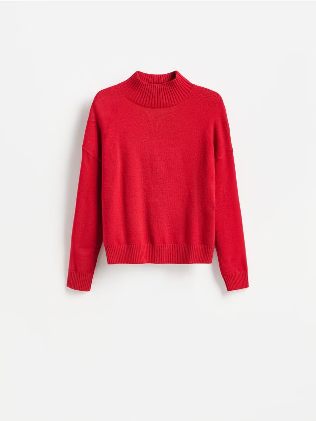 Reserved - Sweter z obniżoną linią ramion - czerwony