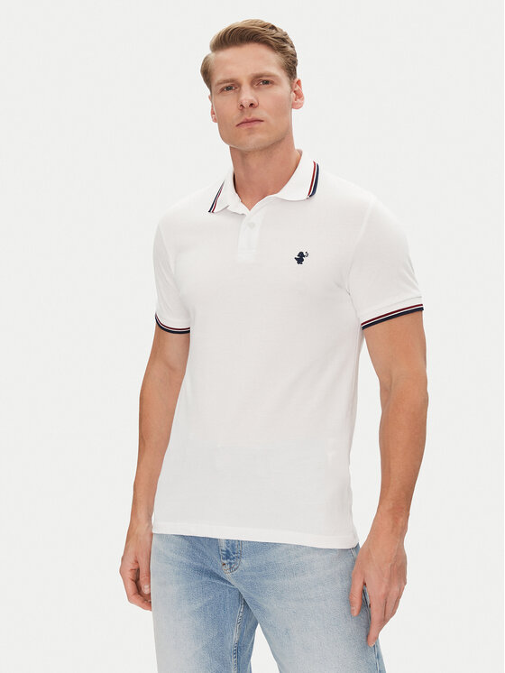 Save The Duck Polo DR0136M BATE20 Biały Regular Fit