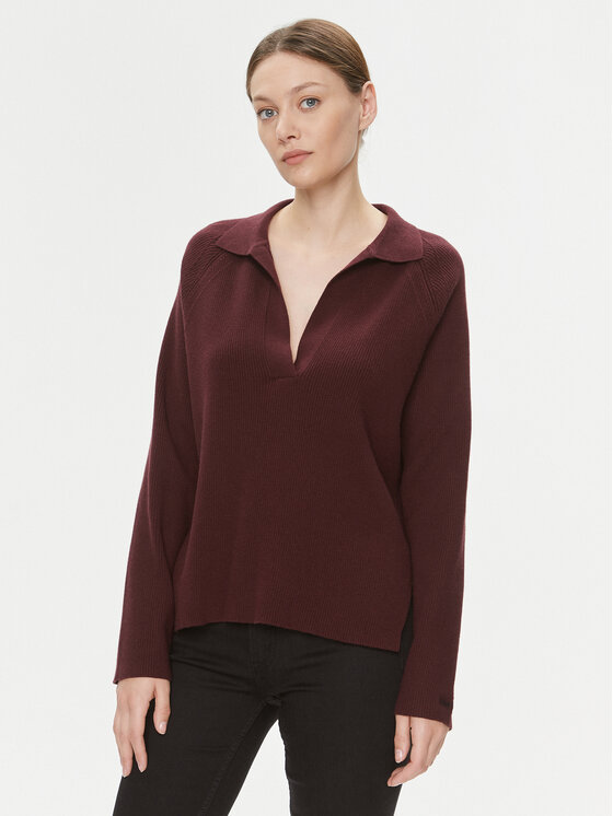 Calvin Klein Sweter Essential K20K206019 Bordowy Relaxed Fit