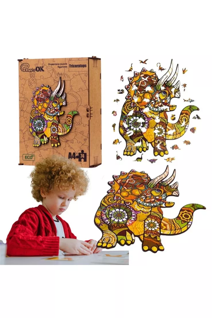 Puzzle drewniane eko 130 el. Triceratops A3