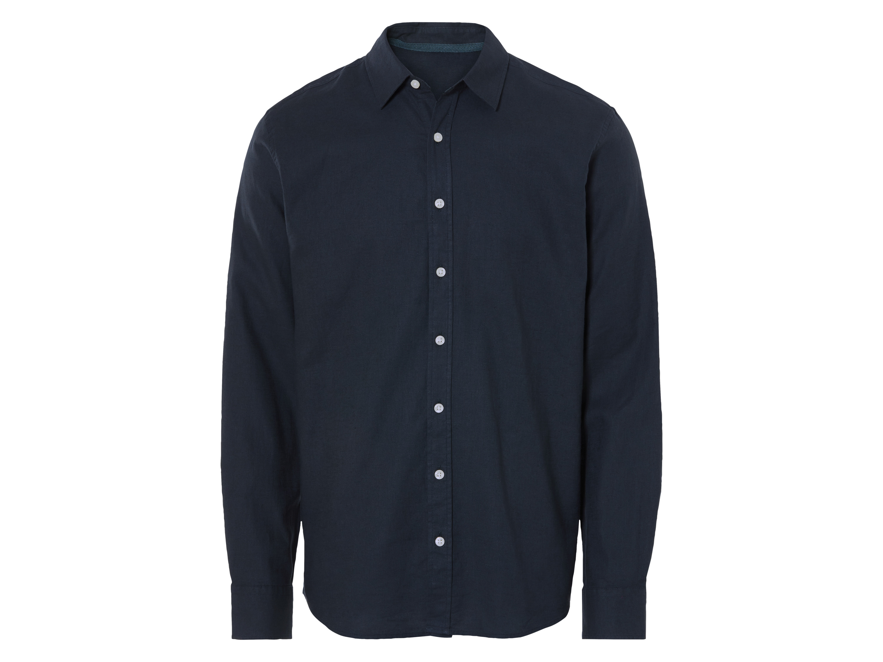 LIVERGY® Koszula męska z lnem i bawełną (Granatowy, XL (43/44))