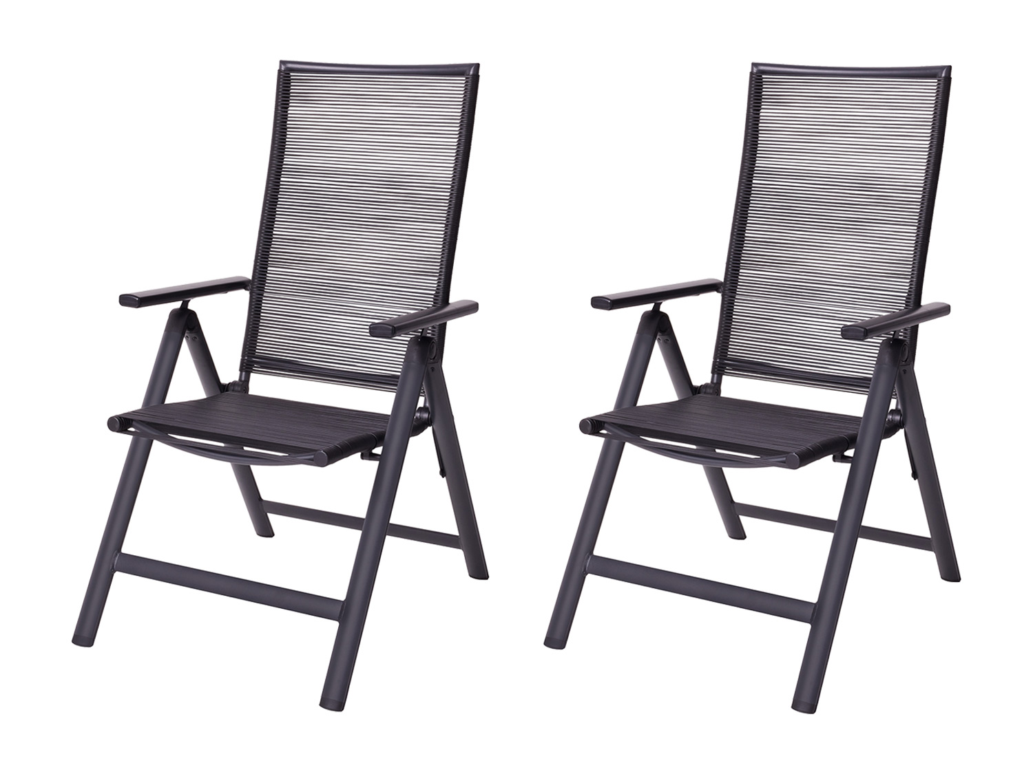 LIVARNO® Aluminiowy fotel ogrodowy Miami z siedziskiem i oparciem z plecionki, 2 sztuki, antracyt