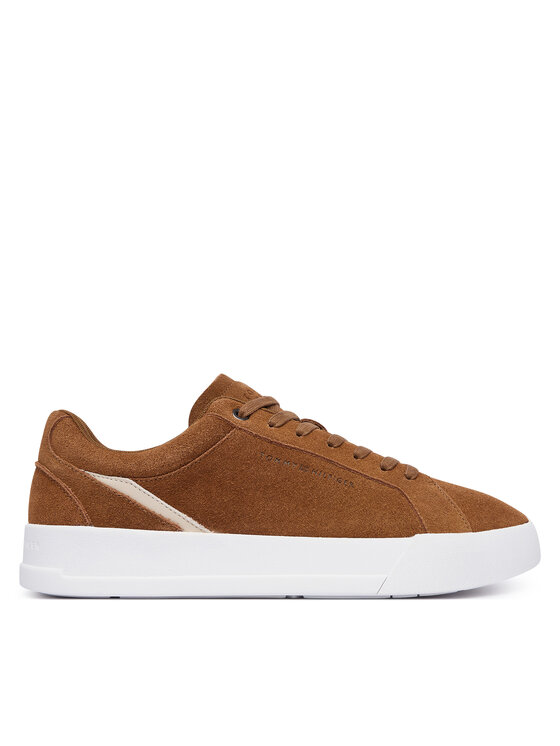 Tommy Hilfiger Sneakersy Th Court Premium Suede FM0FM05880 Brązowy