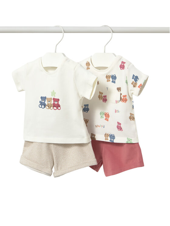 Mayoral Komplet 2 t-shirtów i spodenek 1652 Kolorowy Regular Fit