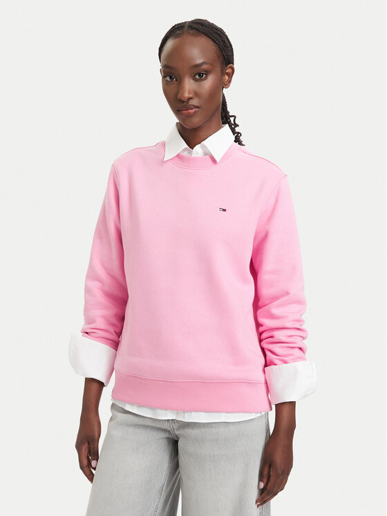 Tommy Jeans Bluza Flag DW0DW19959 Różowy jasny Regular Fit