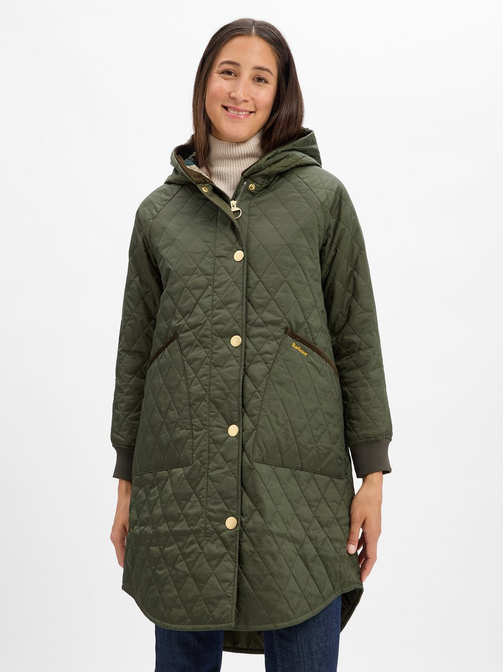 Barbour Pikowany płaszcz damski - Hilary Kobiety zielony, 34