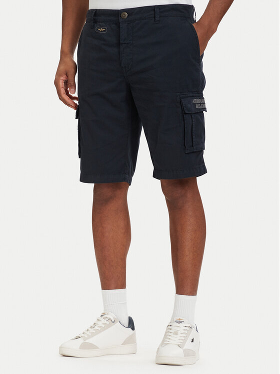 Aeronautica Militare Szorty materiałowe 261BE0066UCT01122 Granatowy Regular Fit