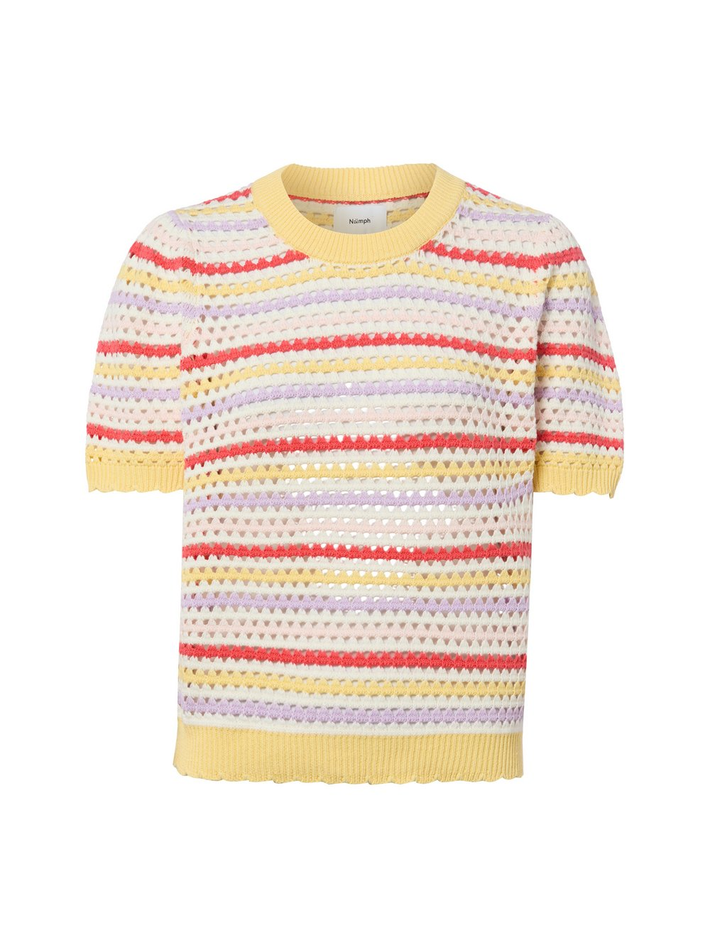 Nümph Sweter damski z krótkim rękawem - NUNancy Kobiety Bawełna (100%) żółty, L