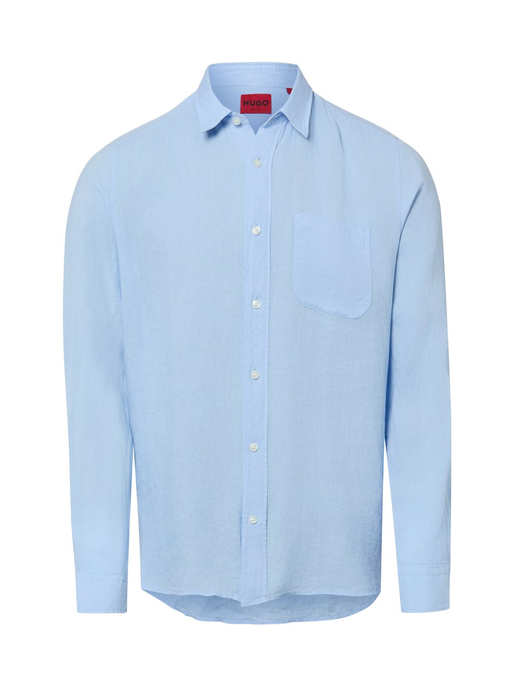 HUGO Męska koszula lniana - Ermano Mężczyźni Regular Fit len (100%) niebieski, XL