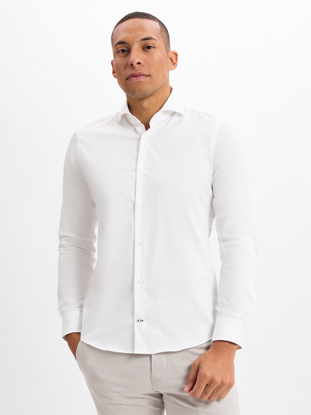 JOOP! Męska koszula biznesowa - Pares Mężczyźni Slim Fit Bawełna biały, 39