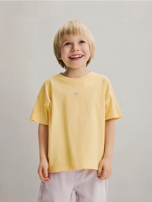 Reserved - Bawełniany t-shirt - żółty