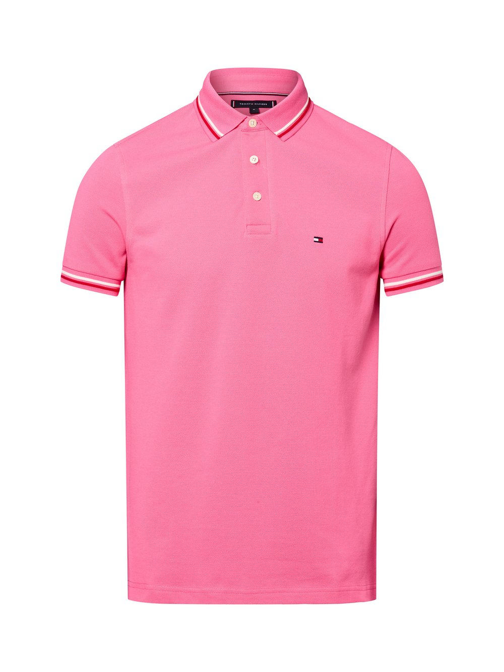 Tommy Hilfiger Męska koszulka polo Mężczyźni Bawełna wyrazisty róż, XL
