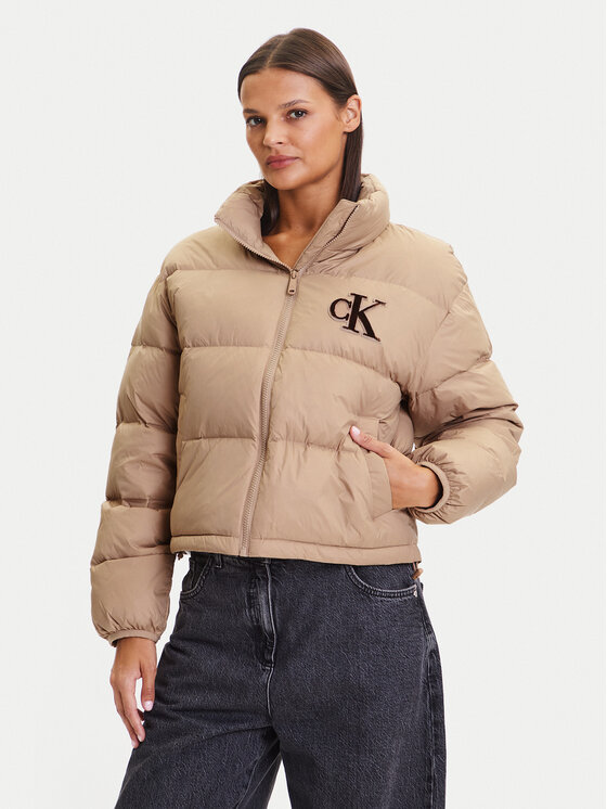 Calvin Klein Jeans Kurtka puchowa Graphic Logo LV047D503G Beżowy Regular Fit
