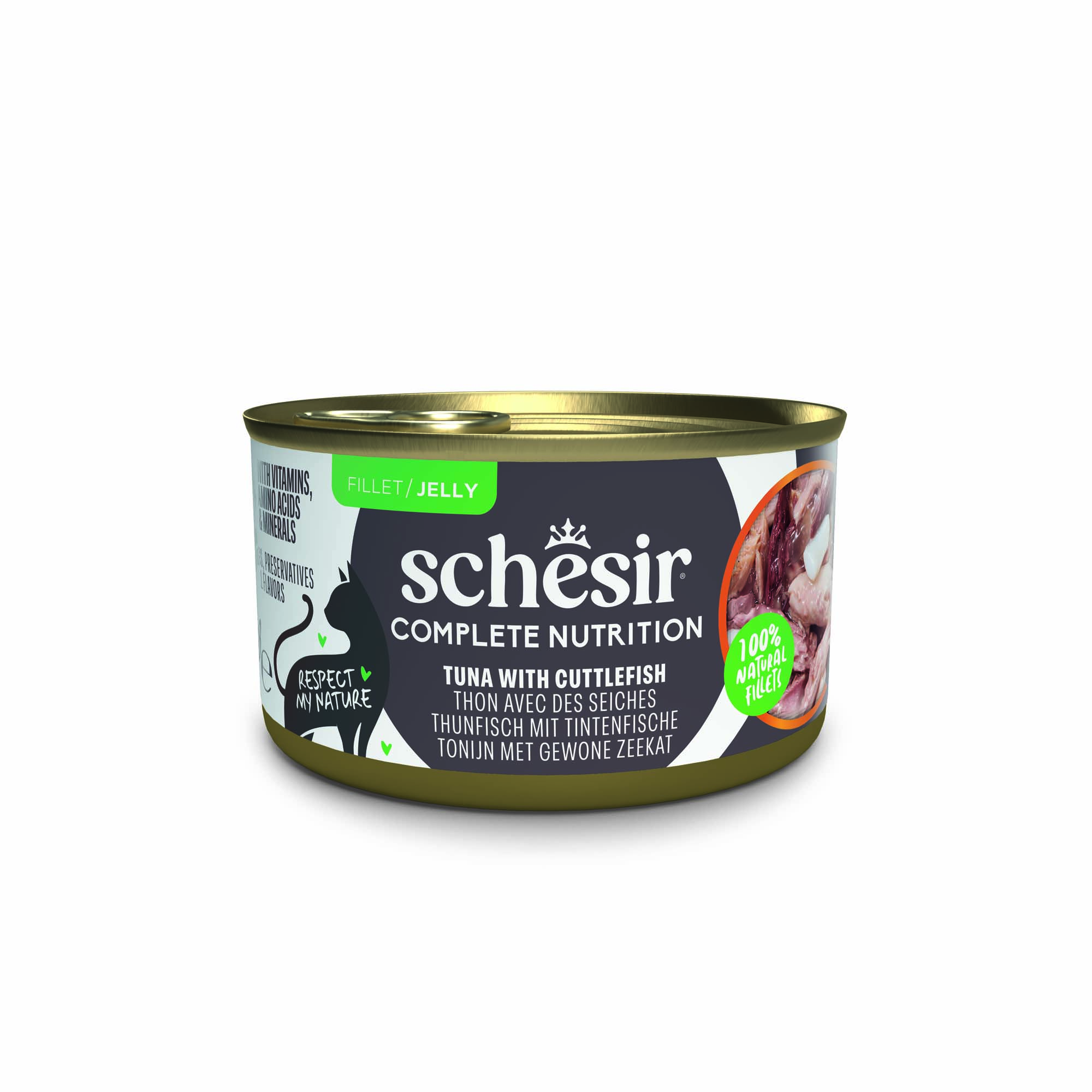 Korzystny pakiet Schesir Complete Nutrition, filet w galarecie, 24 x 85 g - Tuńczyk z kalmarami