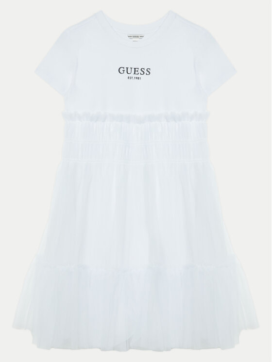Guess Sukienka elegancka J5RK18 K6YW0 Biały Regular Fit