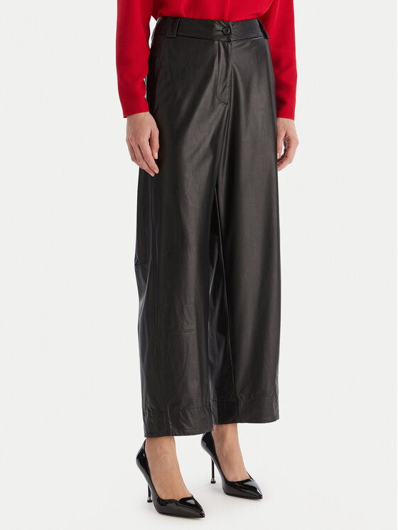 ACCESS FASHION Spodnie z imitacji skóry 54-5132-188 Czarny Regular Fit