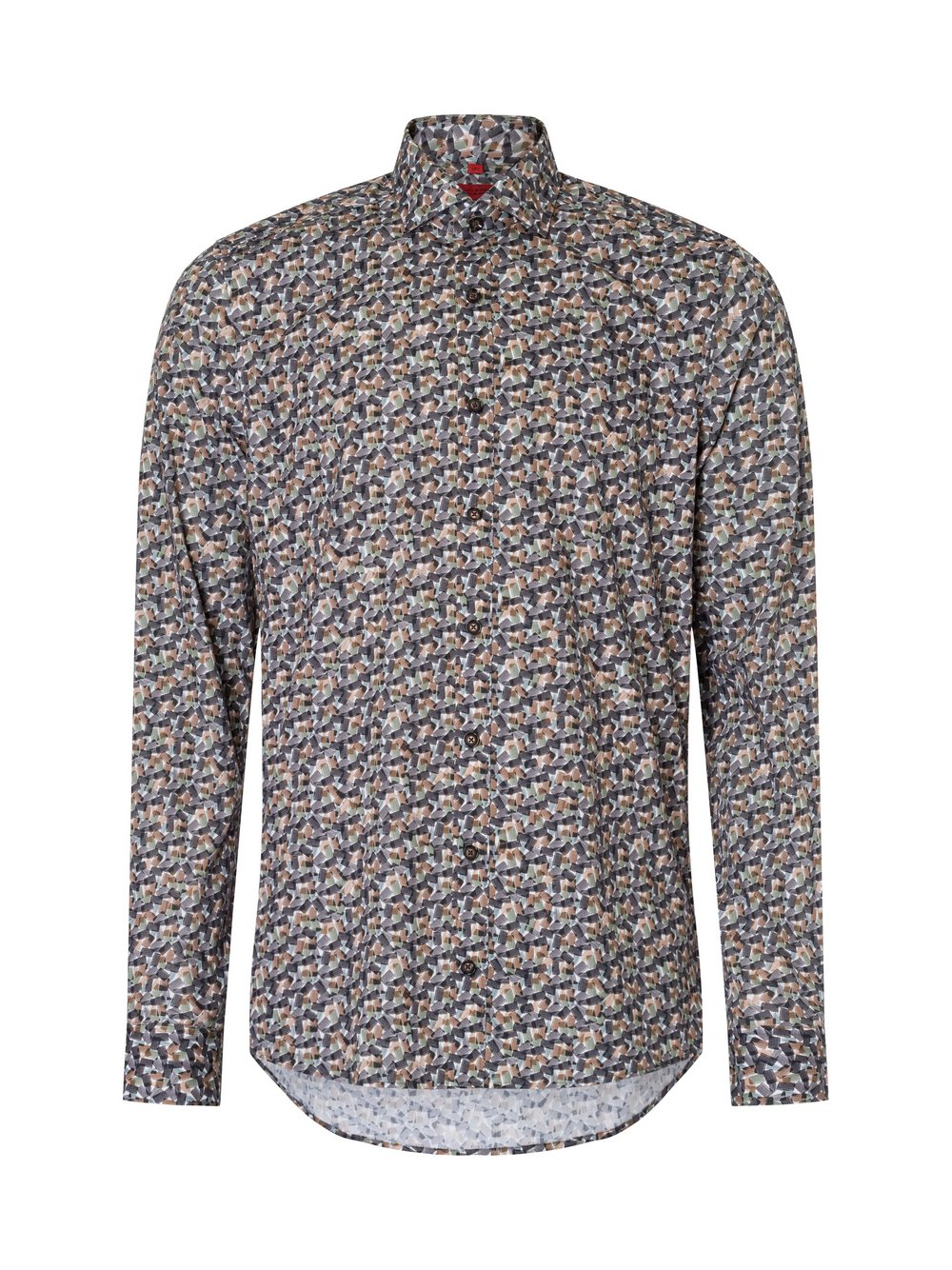 Finshley & Harding Koszula męska Mężczyźni Slim Fit Bawełna szary|brązowy|zielony, 41