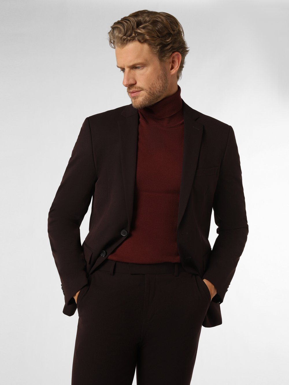 Finshley & Harding Garnitur męski Mężczyźni Slim Fit brązowy, 50