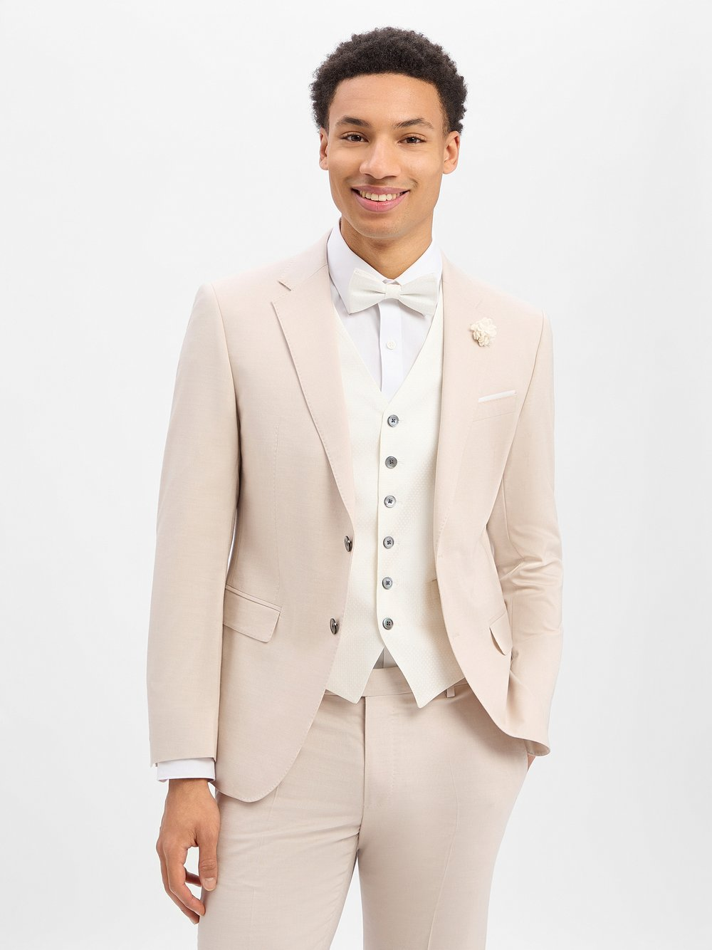 JOOP! Męska marynarka garniturowa z zawartością wełny - WeddingHerby Mężczyźni Slim Fit beżowy, 27