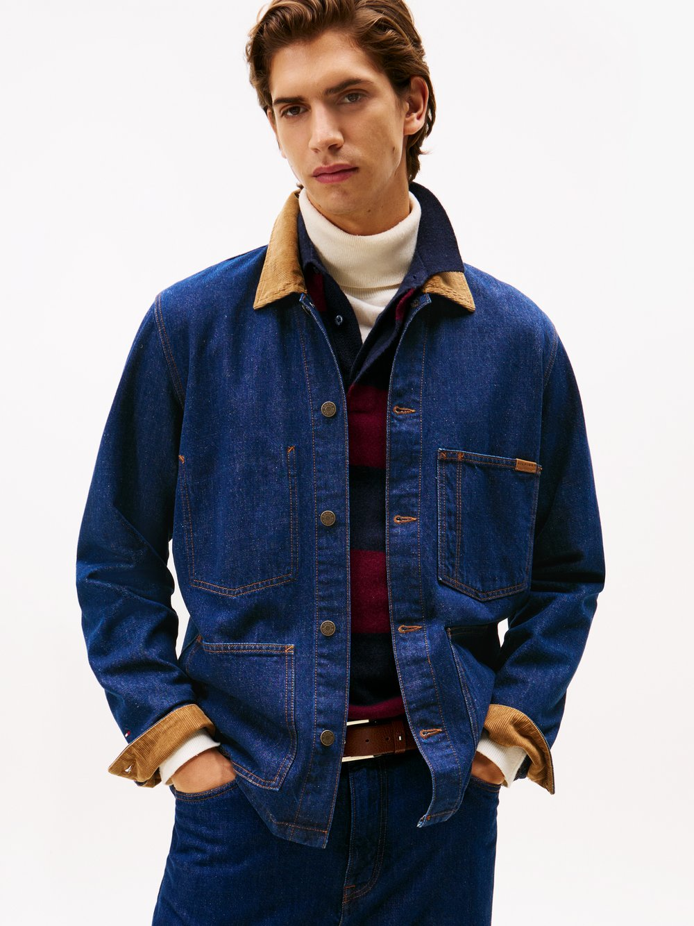 Tommy Hilfiger Męska kurtka dżinsowa Mężczyźni Jeansy niebieski, XXL