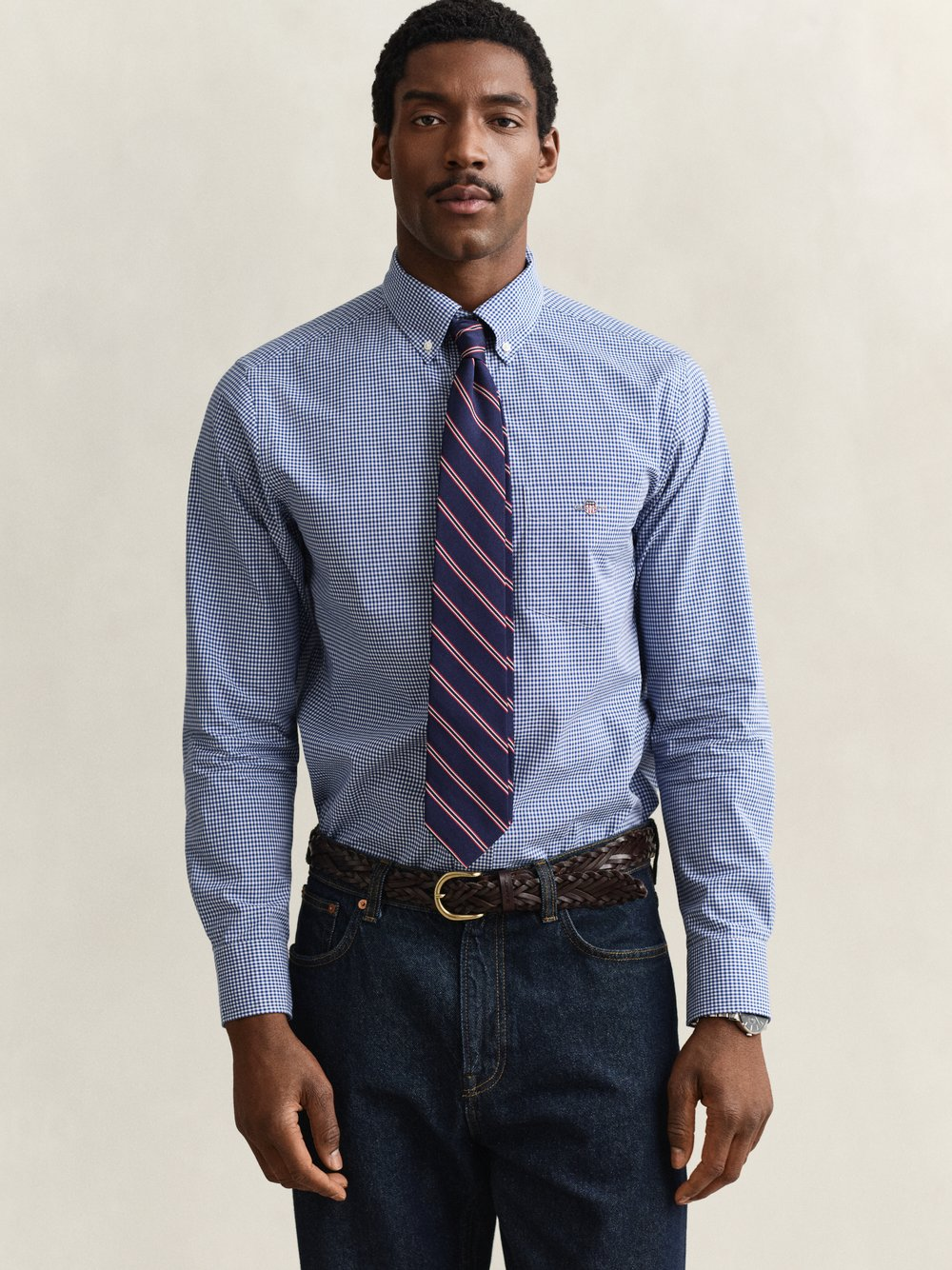 Gant Męska koszula casual Mężczyźni Regular Fit Bawełna niebieski, XXL