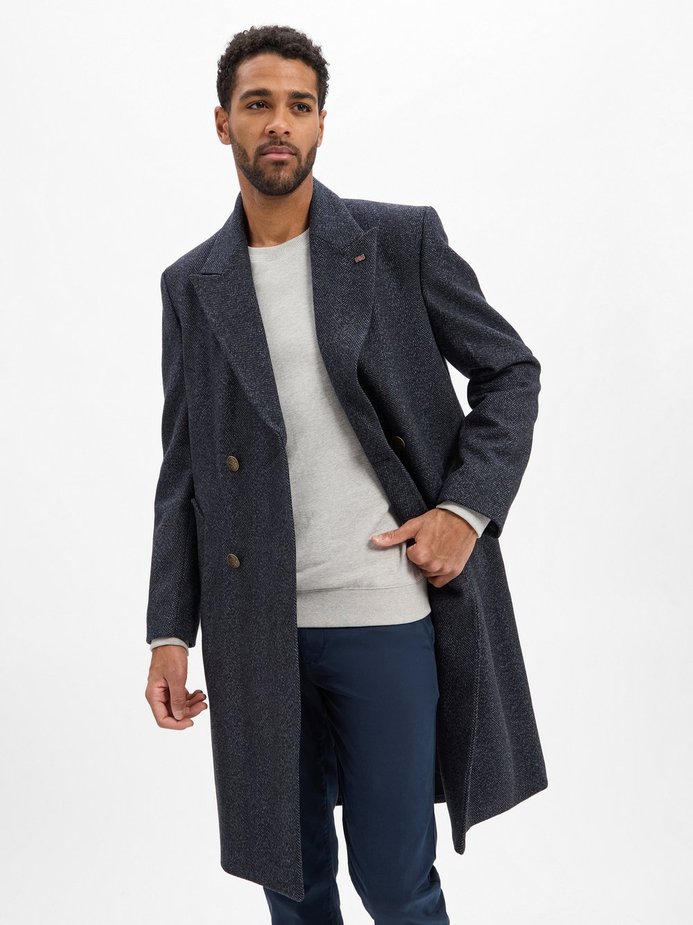 Finshley & Harding London Krótki płaszcz męski Mężczyźni Sztuczne włókno niebieski, 50