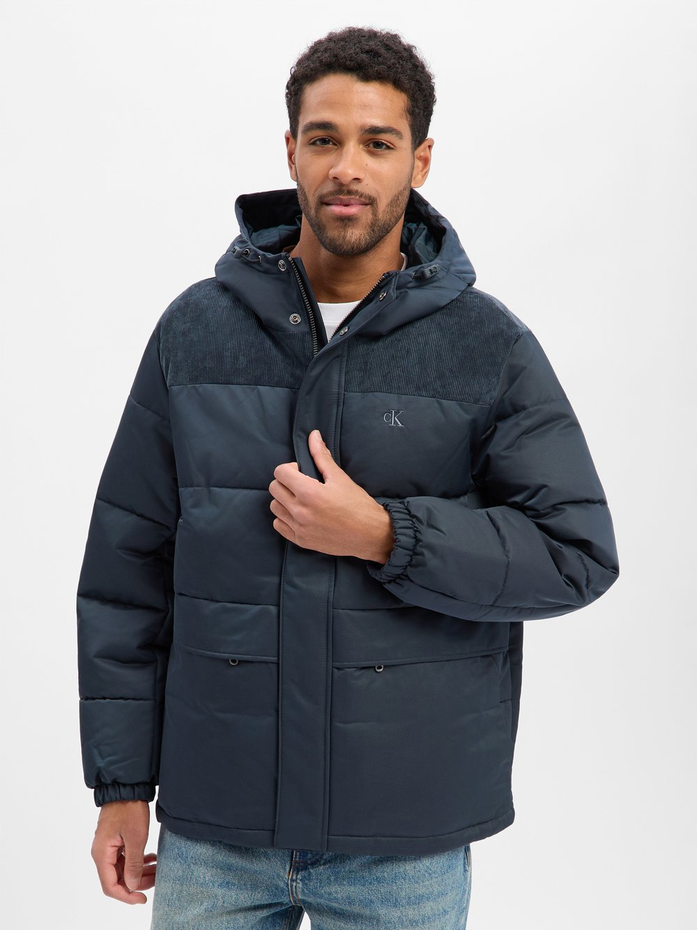 Calvin Klein Jeans Pikowana kurtka męska Mężczyźni Sztuczne włókno niebieski, M