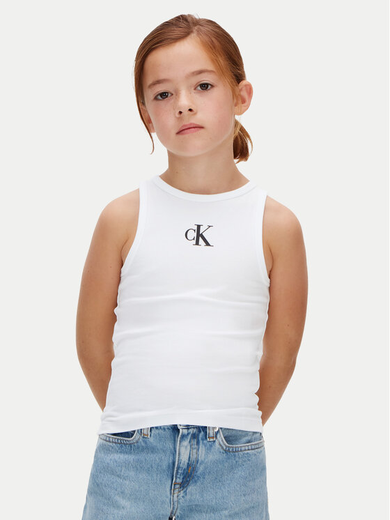 Calvin Klein Jeans Top LVCKSJB10G Biały Slim Fit