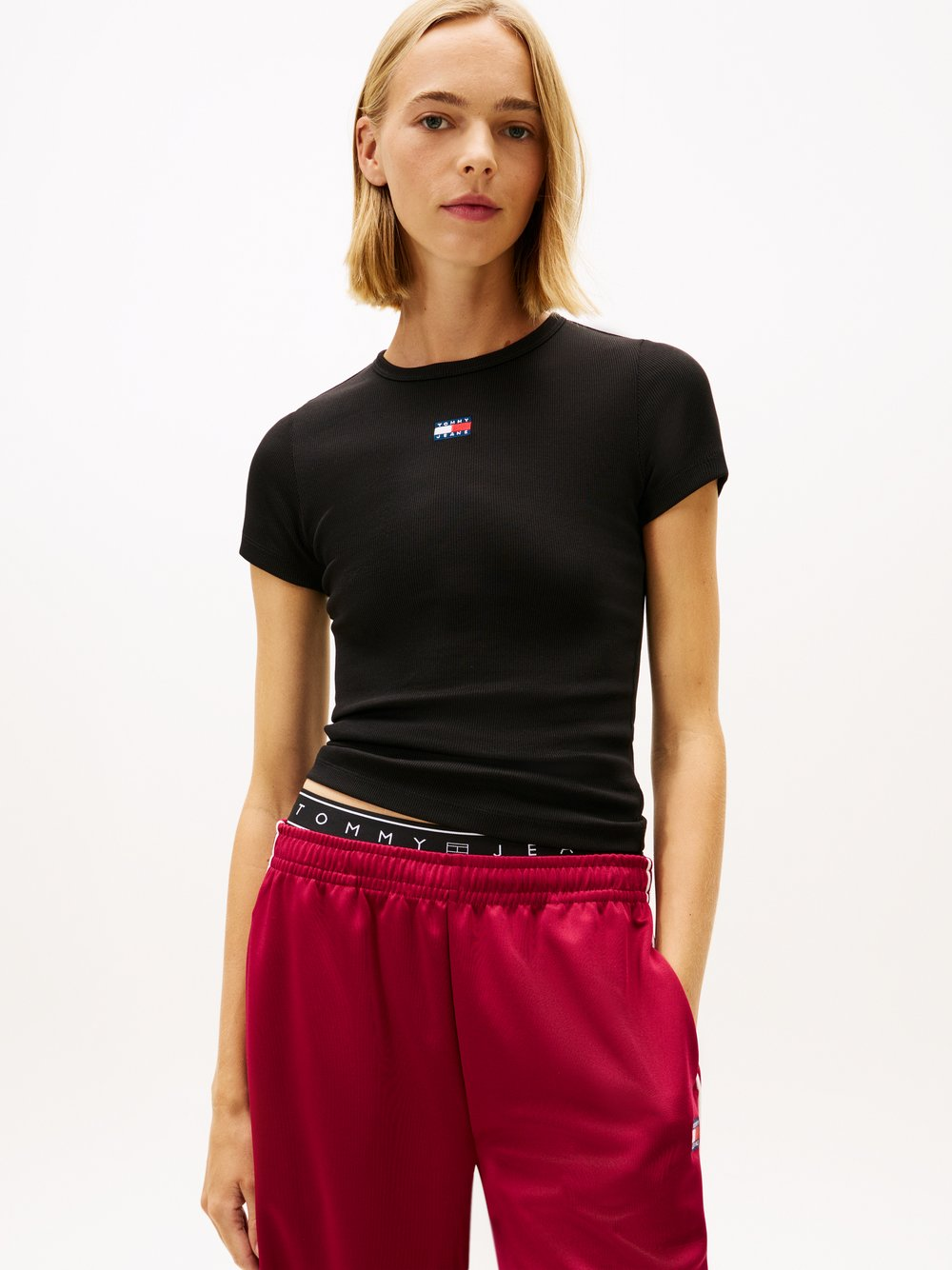 Tommy Jeans Koszulka damska Kobiety Bawełna czarny, XS