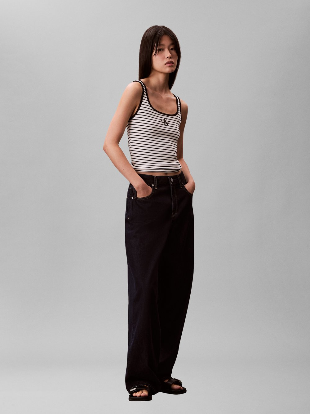 Calvin Klein Jeans Damski podkoszulek Kobiety Bawełna czarny, L
