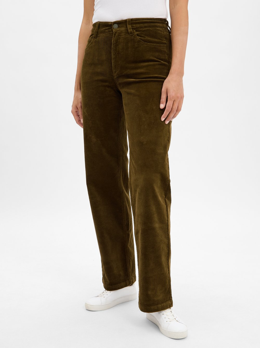 Marc O'Polo Denim Damskie spodnie sztruksowe Kobiety Bawełna zielony, 30-32