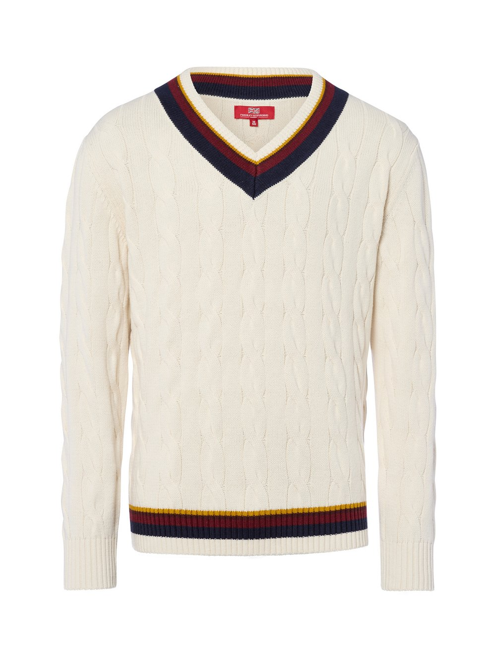 Finshley & Harding London Męski sweter Mężczyźni Bawełna biały, XL
