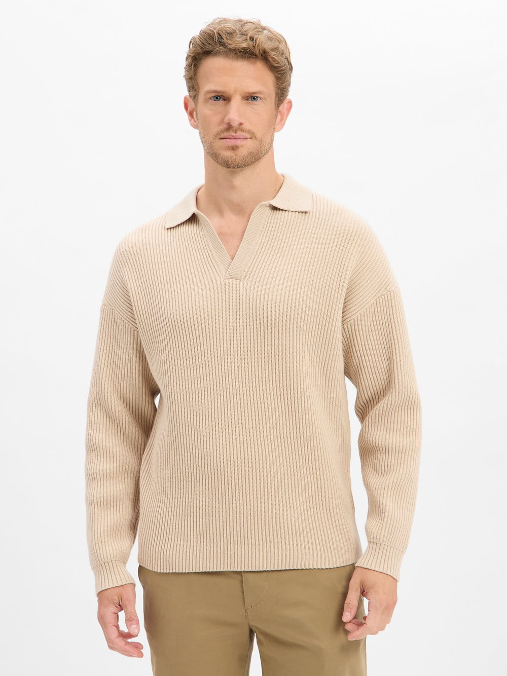 Drykorn Męski sweter z dzianiny - Rustino Mężczyźni beżowy, XXL