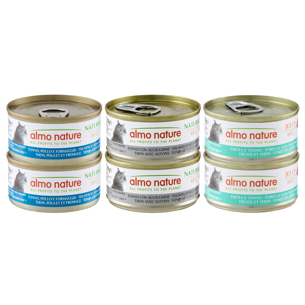 Megapakiet Almo Nature HFC Natural, 24 x 70 g - Pakiet mieszany z tuńczykiem (3 smaki)