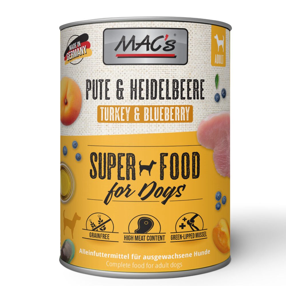 Korzystny pakiet MAC's Adult, 12 x 800 g - Indyk i borówka amerykańska