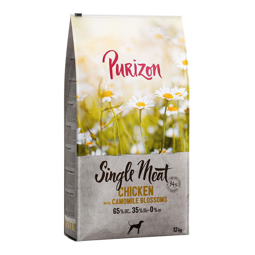 Dwupak Purizon, 2 x 12 kg - Single Meat Adult, kurczak z kwiatami rumianka i dynią