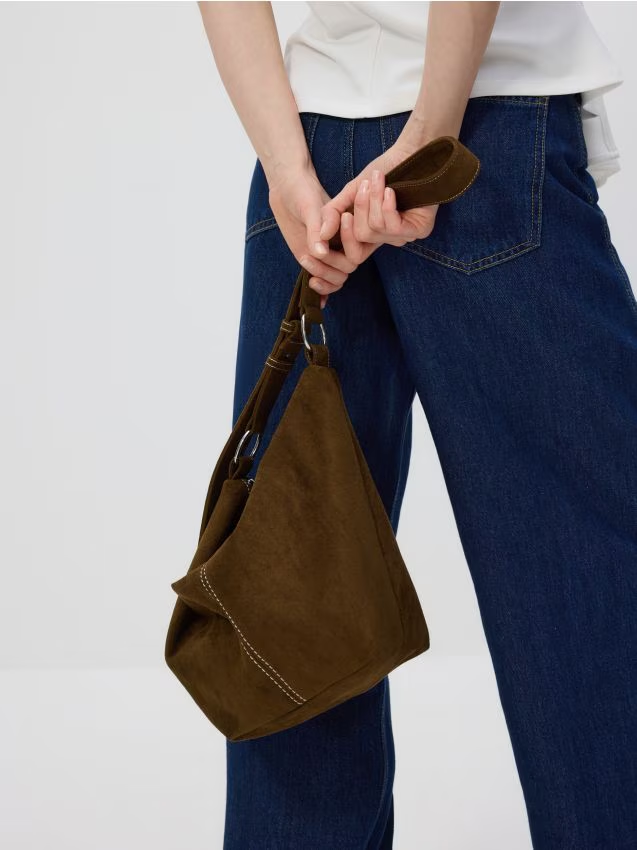 Reserved - Torebka crossbody z imitacji zamszu - zielony