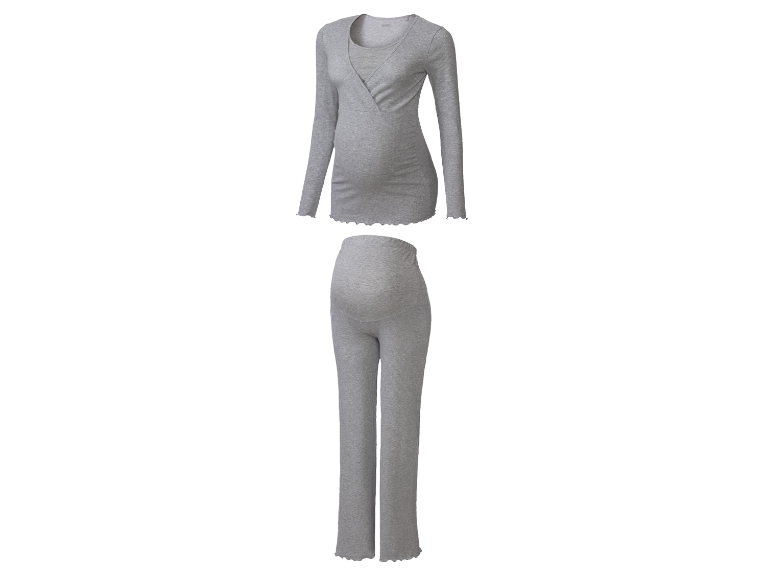 esmara® Piżama ciążowa z bawełną (koszulka +spodnie) (XS (32/34), Szary)