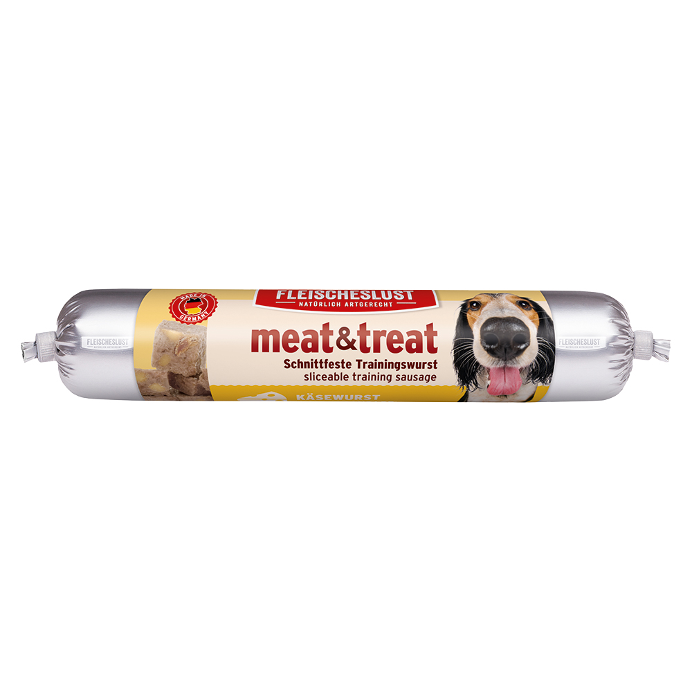 Fleischeslust Meat & Treat, kiełbaska treningowa - Kiełbasa z serem, 3 x 80 g