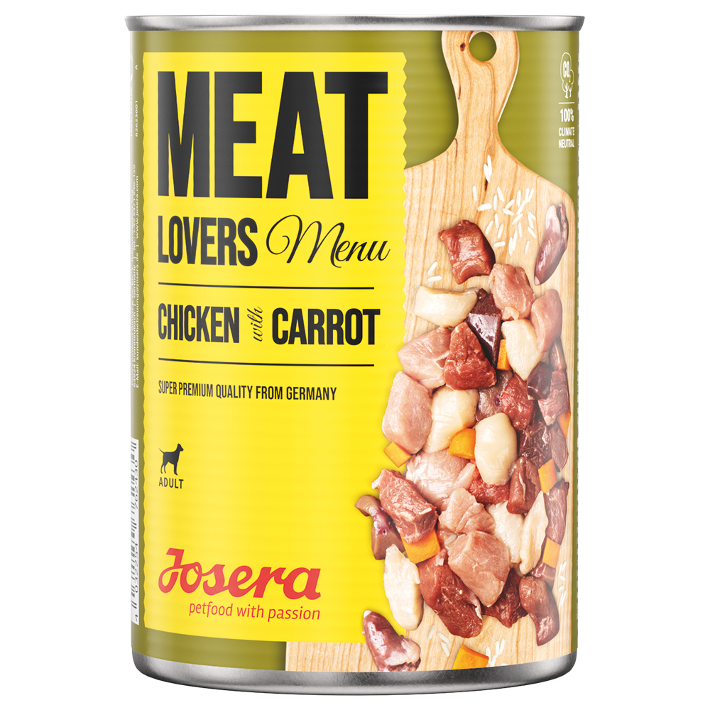 Megapakiet Josera Meatlovers Menu, 12 x 800 g - Kurczak i marchew (stara szata graficzna)
