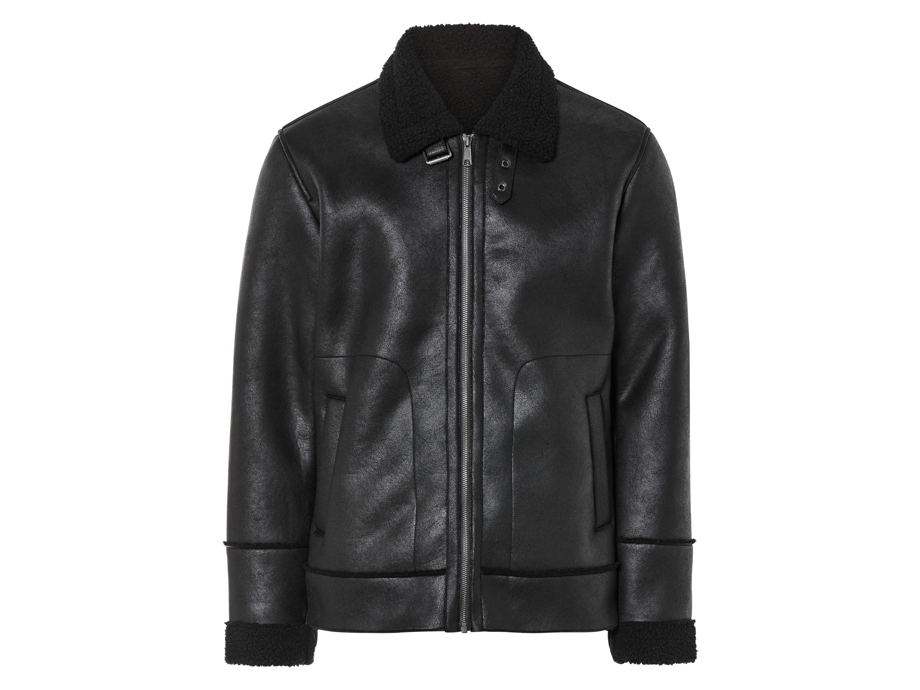LIVERGY® Kurtka męska w stylu ramoneski, z kożuchem (XL(56/58), Czarny)