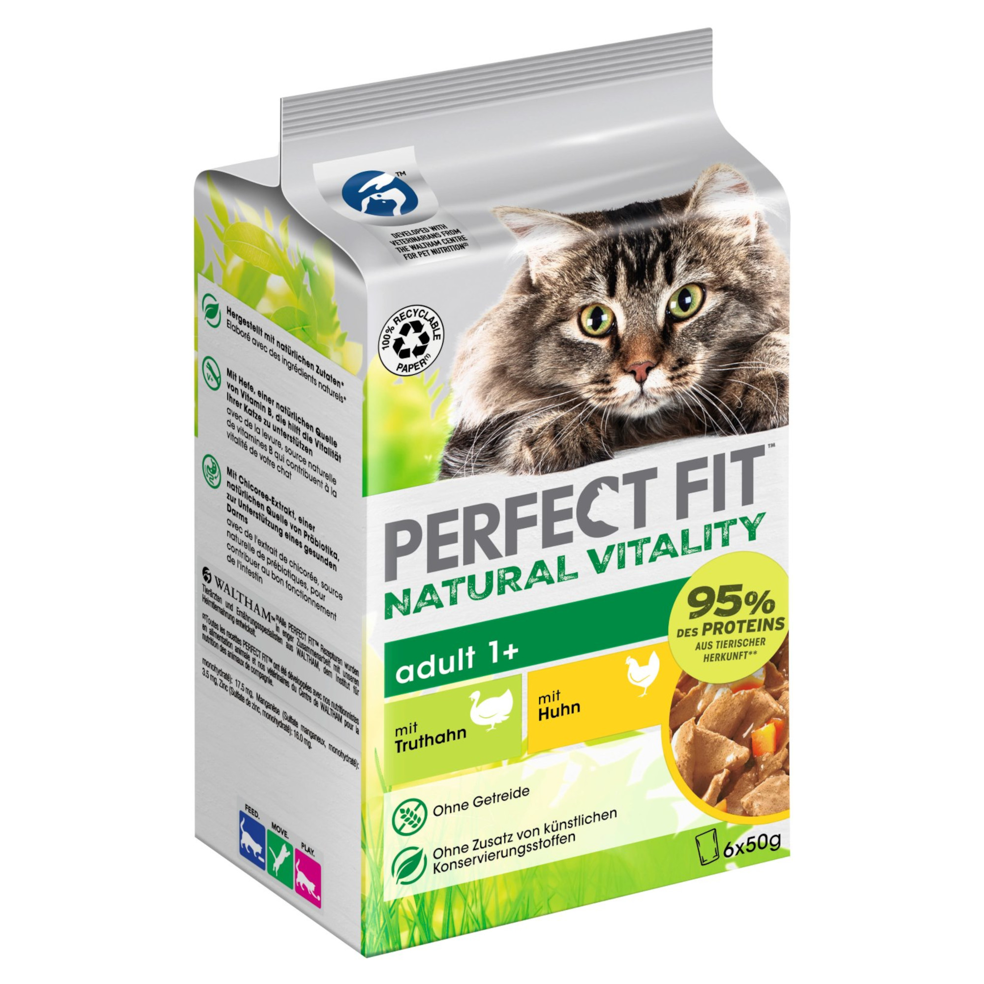 Perfect Fit Natural Vitality Adult 1+ - Kurczak i indyk, 36 x 50 g
