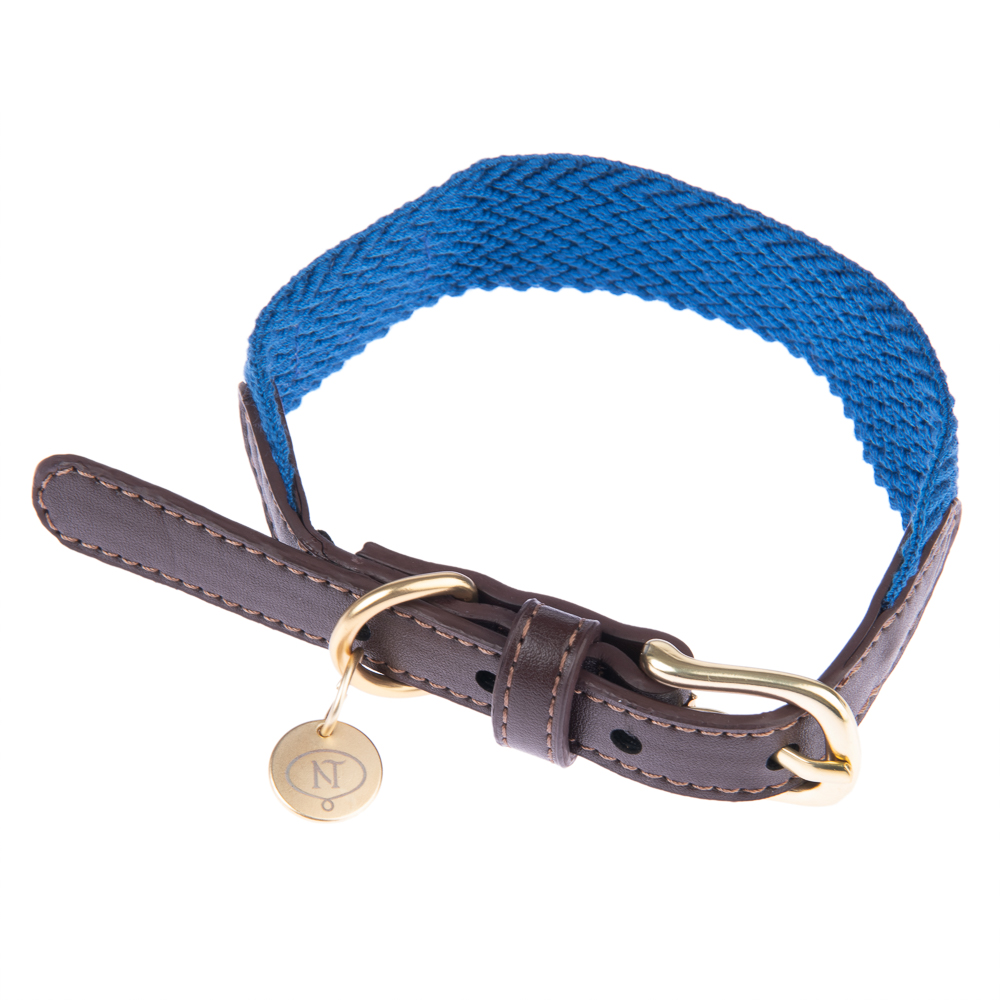 Nomad Tales Bloom, obroża, kolor sapphire - Rozmiar S: obwód szyi: 36 - 40 cm, szer. 25 mm