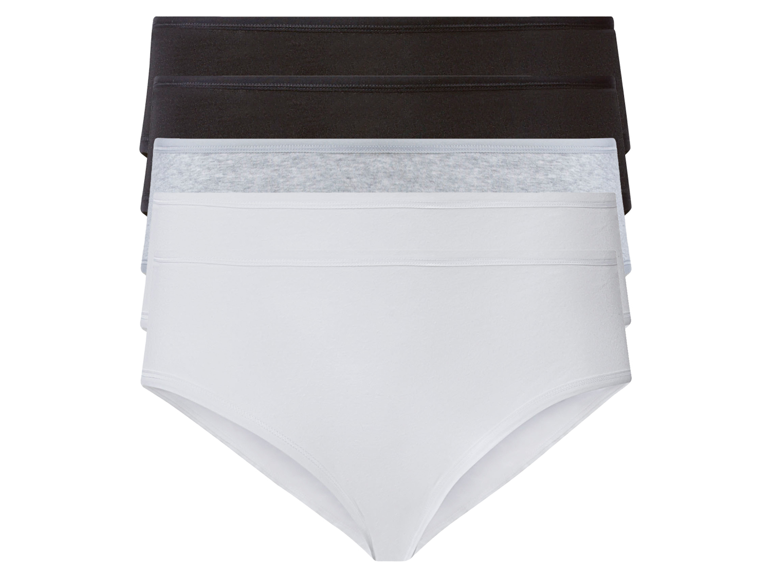 esmara® Hipstery damskie XXL z bawełną, 5 par (XXL (52/54), Czarny/ szary/ biały)
