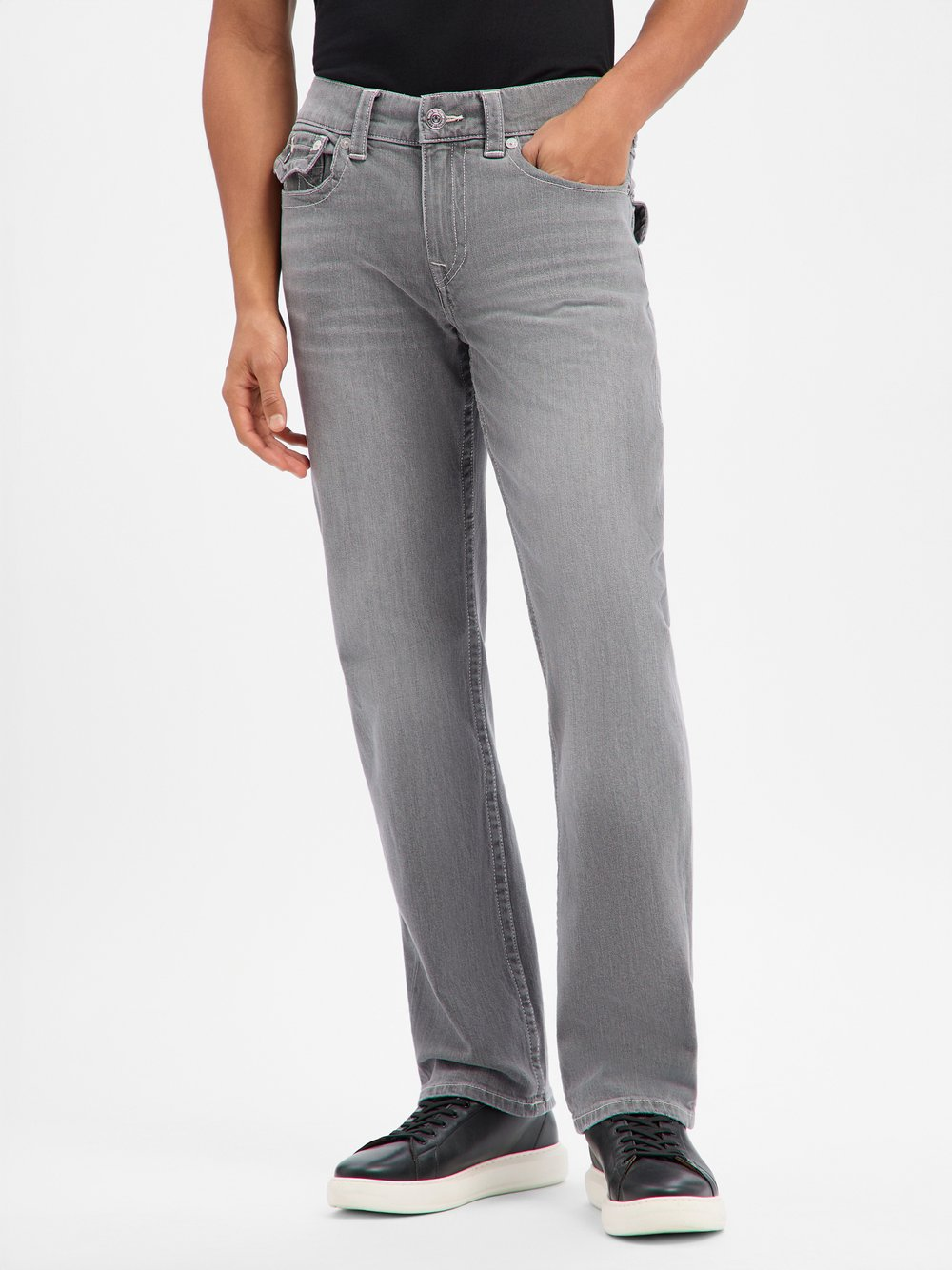 True Religion Dżinsy - Ricky Relaxed Straight Mężczyźni Bawełna szary, 29-32