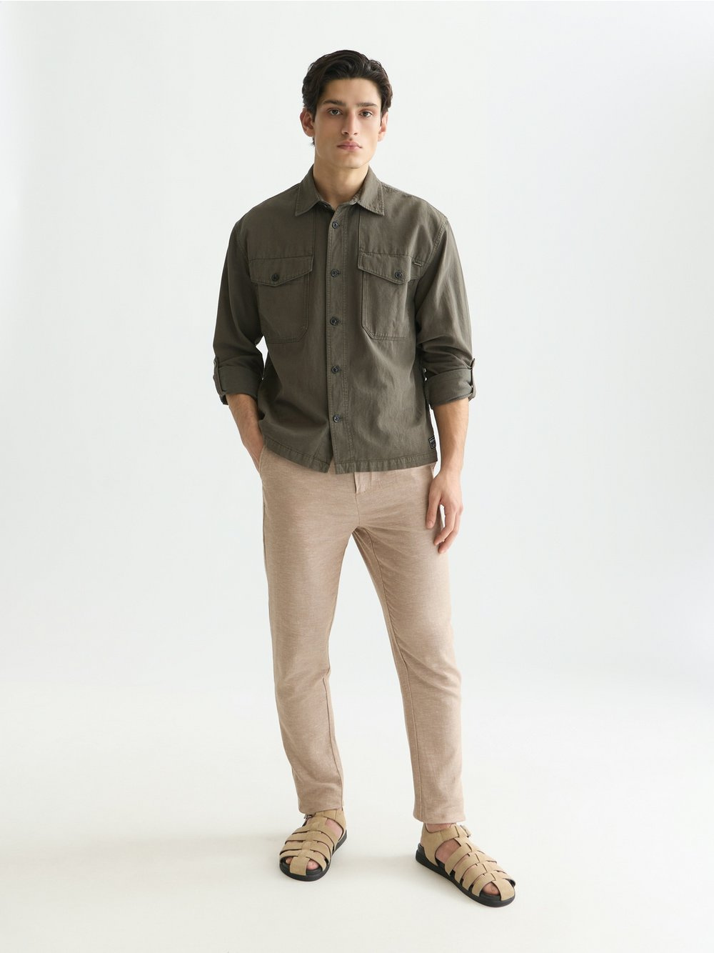 Scotch & Soda Męskie spodnie materiałowe z zawartością lnu Mężczyźni Bawełna brązowy, 32-32