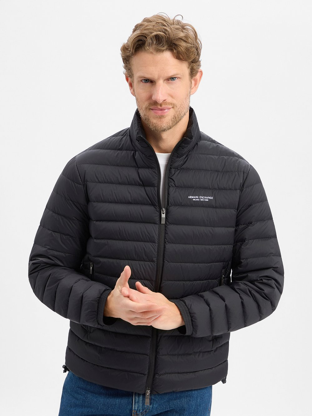 Armani Exchange Pikowana kurtka męska Mężczyźni Sztuczne włókno czarny, M