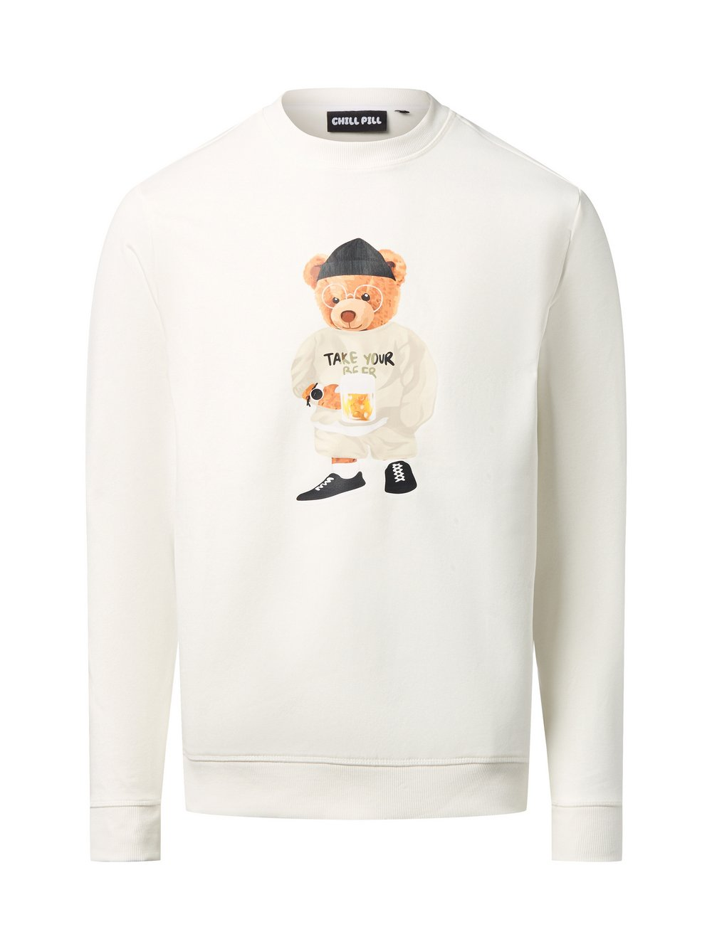 Chill Pill Bluza męska - Beer Bear Mężczyźni Bawełna biały|wielokolorowy, L