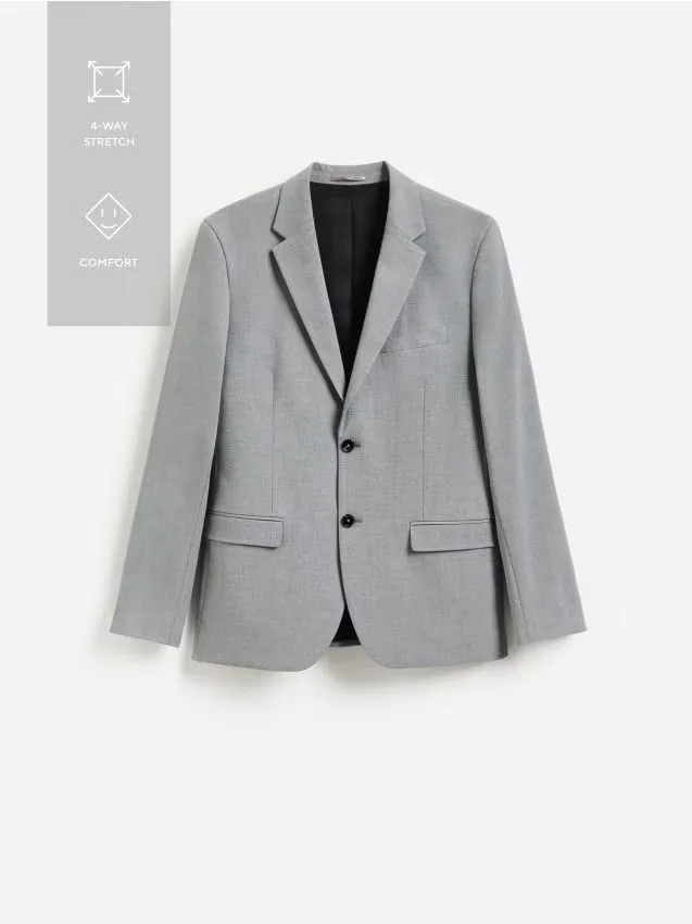 Reserved - Marynarka slim fit z dodatkiem wiskozy - ciemnoszary